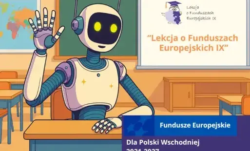 Robot zaprasza na lekcję o Funduszach Europejskich